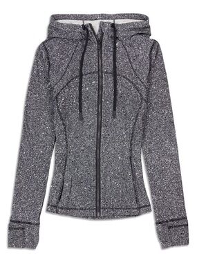 Speckled Gray Zip-Up Hooded Athletic Jacket